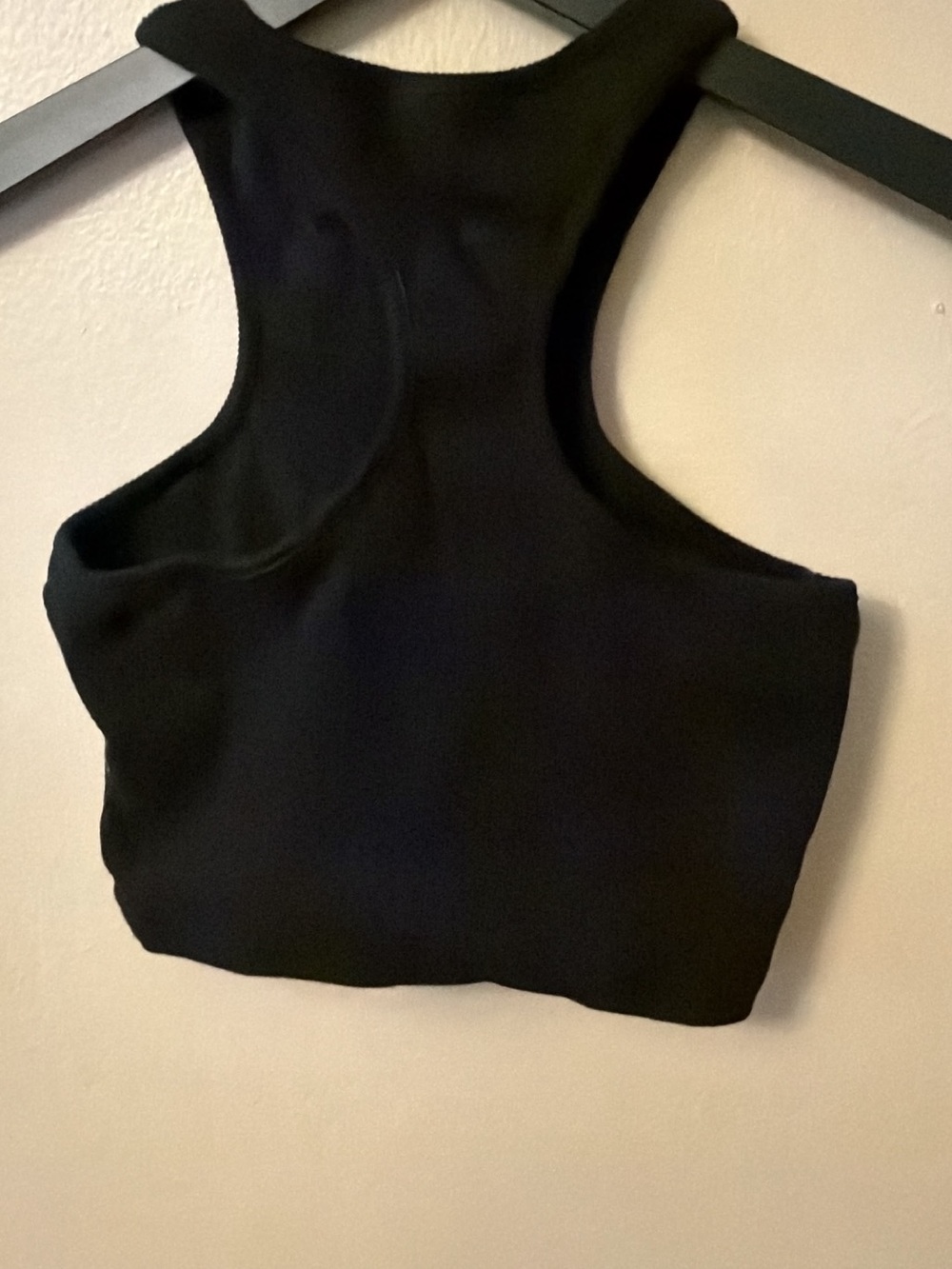 Off-White Black Ribbed Racerback Crop Tank - Picture 3 of 6